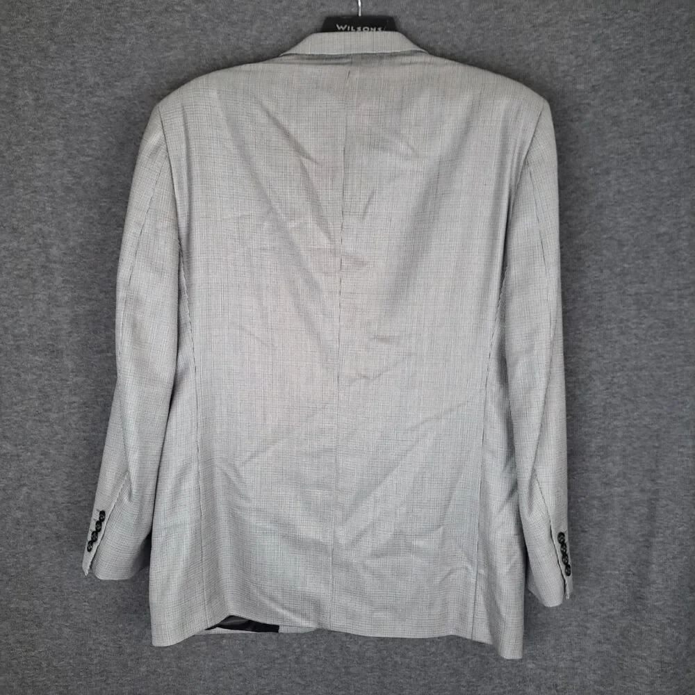 Stafford Blazer Mens 40R White Black Silk Wool‎ Pattern Business Jacket